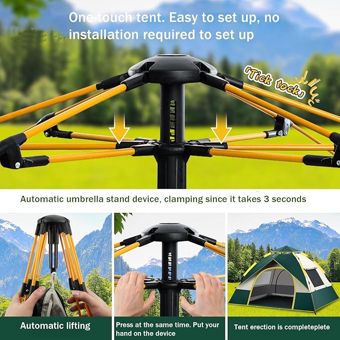 KOMCLUB Camping Tent Tents for Family Camp Tent Waterproof Windproof Outdoor for Backpacking Hiking Easy Setup with Storage Bag
