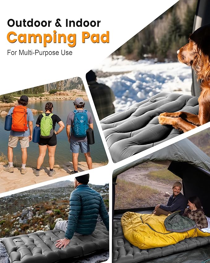 Camping Sleeping Pad,5.9 Inch Thick Camping Mat with Built in Pillow and Foot Pump,Self Inflating Sleeping Pad Ultralight for Camping Backpacking Tent（Green