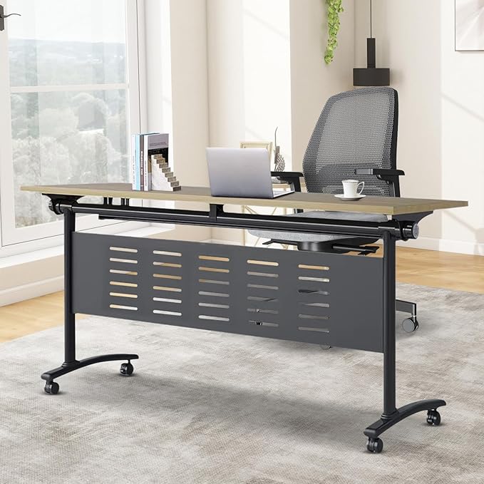 55.1 INCH Quick-Fold Training Table – Portable Conference Desk with Reinforced Metal Legs, Ideal for Office, Seminar, and Workshop Environments