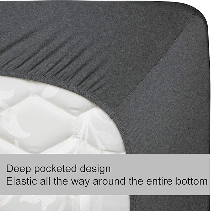 Full Size Fitted Sheet Only - 4-Way Stretch Knit, Snug Fit, Wrinkle Free & Stay in Place, No More Slipping Off for Mattress, Soft & Comfortable - Hemp Gray, Full