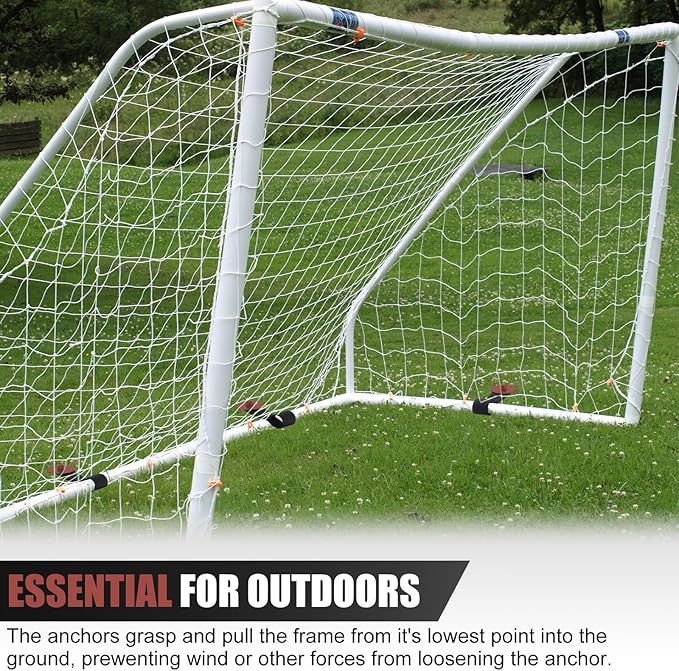 LEIFIDE 6 Set 12'' Brown Trampoline Stakes Ground Anchors Screw in Heavy Duty Trampoline Parts Spiral Stakes Earth Auger for Tents Canopies Swing Set Shed with Belt Straps