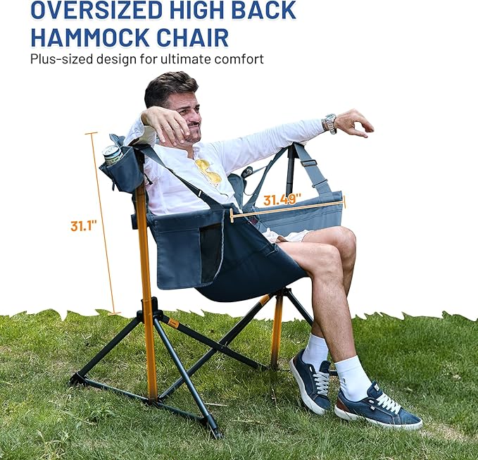 TIMBER RIDGE Hammock Camping Chair, Oversized Swinging Chair with Adjustable Back and Seat Height, Portable Folding Rocking Camping Chair for Outdoor Lawn, Backyard and Patio, Supports 400lbs