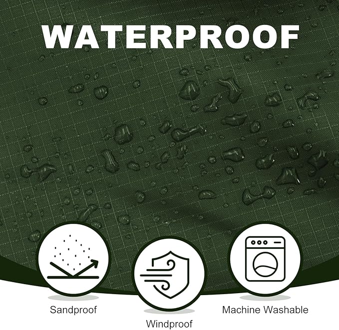 Fleece Waterproof Outdoor Blanket - Windproof Stadium Blanket for Camping, Picnics, and Sports Stay Dry and Comfortable 80"x 58"(Hoodeed, Green)