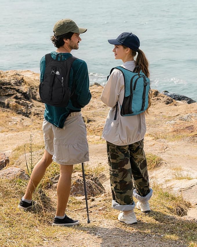 Folding Hiking Backpack with Phone Pocket for Men Women, Small Ultralight Packable Casual Daypack with Shoulder Chest Straps for Travel, 15L Foldable Lightweight Day Pack, Blue