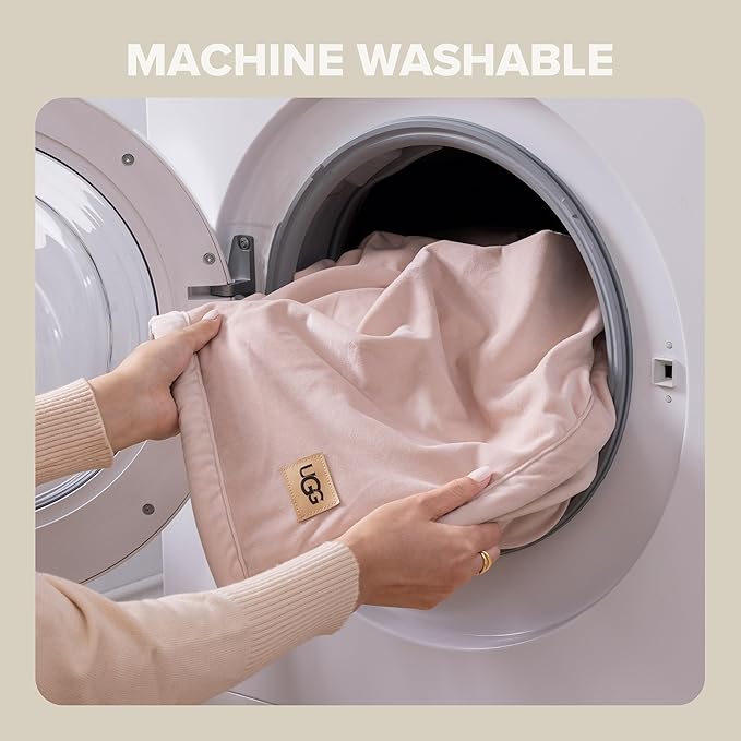 UGG Bliss Throw Blanket Plush Soft Fleece Fluffy Blankets for Bed or Couch Oversized Warm Reversible Machine Washable Medium Weight Home Decor Giftable Throw, 50-inch x 70-inch, Quartz Pink