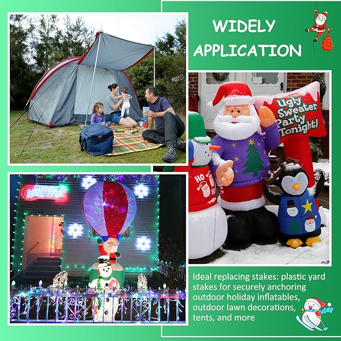 Yookeer 18 Pieces Plastic Inflatable Yard Stakes Set 5.7'' Heavy Duty Stakes for Inflatables Blow up Plastic Tent Christmas Decoration Landscape Ground Replacement Yard Ground Lawn Black Garden Peg