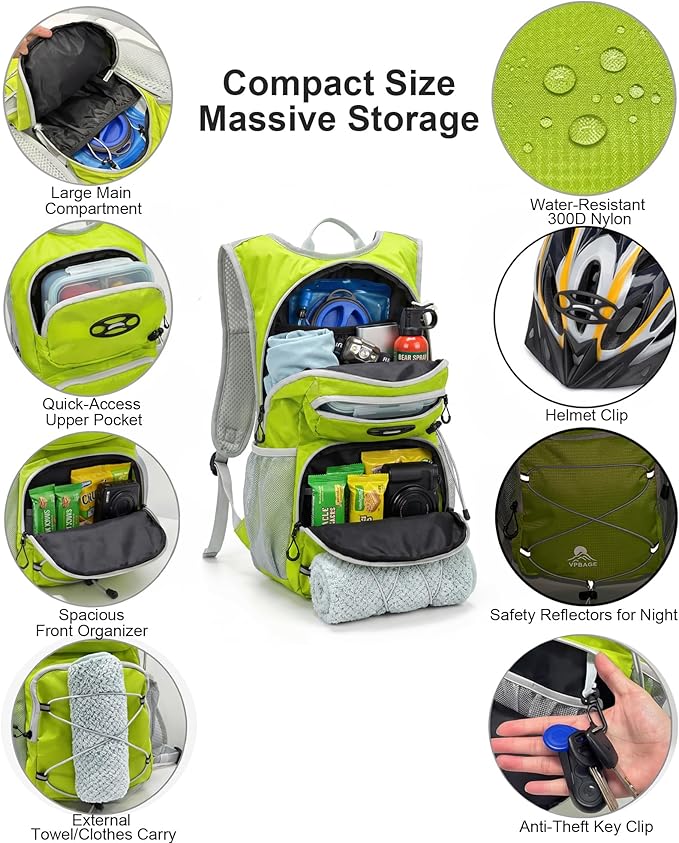 Hydration Hiking Backpack, Water Hiking Backpack, Hydration Backpack with 15l Water Bladder, Runinnng Backpack for Men Women for Cycling Campling