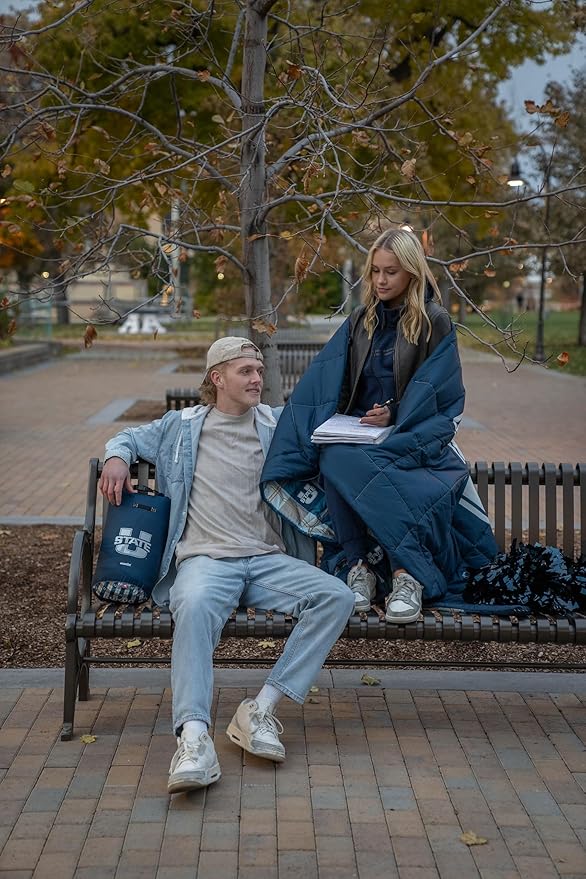 Versatile Packable Outdoor Camping Blanket, Puffy Blanket, Primaloft® Insulation, Warm, Durable, Lightweight, Waterproof, Oversize, Beach, Stadium, and More! 55"x80" (USU - Old Main)