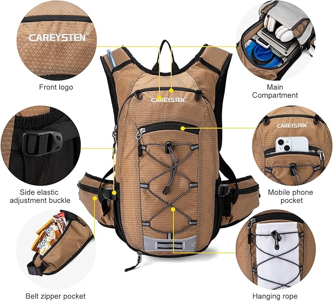 Hydration Backpack Cycling Backpack Women Running Backpack Water Backpack for Hiking Biking Backpack for Men Equipped with 2L Water Bag