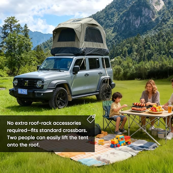 Inflatable Rooftop Tent for Car Truck, 2-3 Person Camping Roof Top Tent with Inflatable Mattress & Ladder for Outdoor Adventure, Easy Set-up