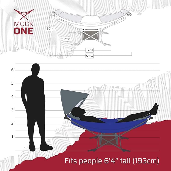 Portable Hammock with Stand, World's Best Mock ONE® Hammock, Compact Folding Framed Hammock with Adjustable Sunshade Canopy for Park, Backyard, Garden, Camping, Hiking, Mountaineering, Beaches- Blue