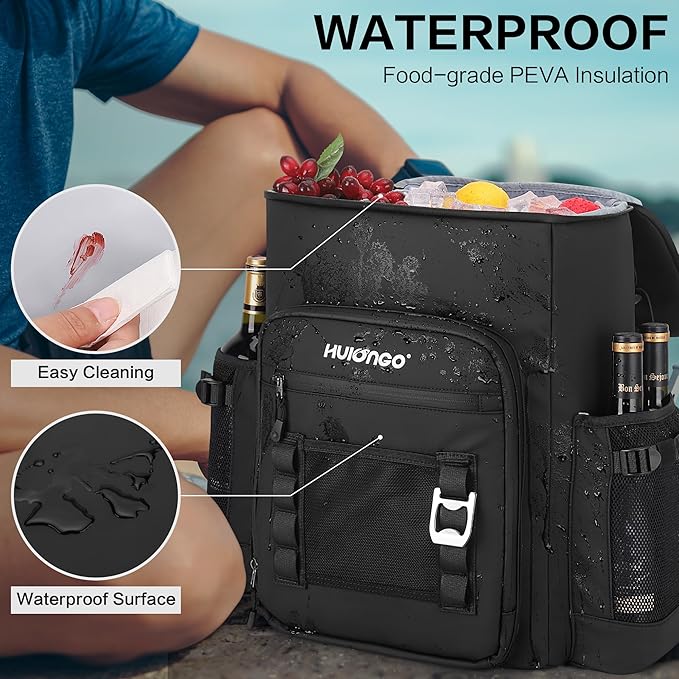 Large 52cans Waterproof Insulated Cooler Backpack for Men & Women, Leak Proof Backpack Cooler, Soft, 8Gal