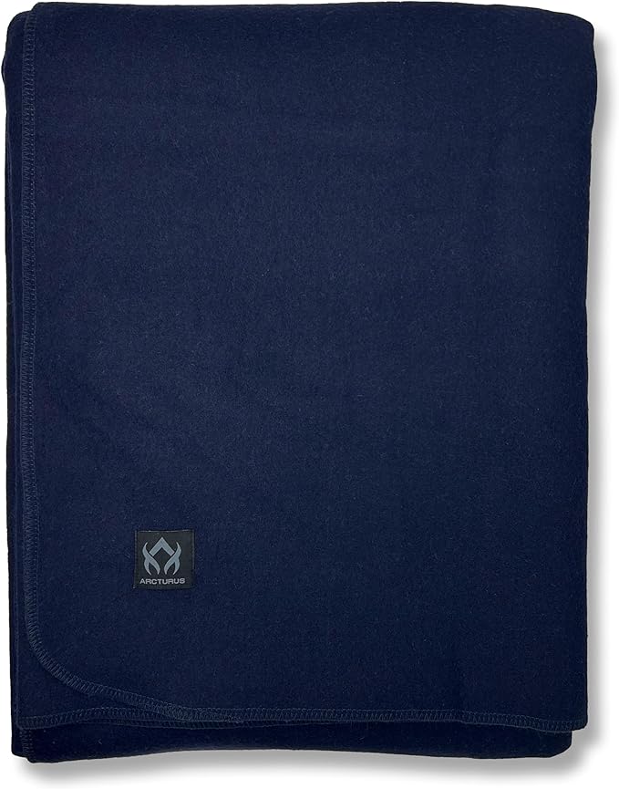 Arcturus Tahoe Wool Bed Blanket | Soft, Breathable Wool Blanket for Year-Round Comfort - King Size (90"x 108") | Thick, Washable & Warm (Navy Blue)