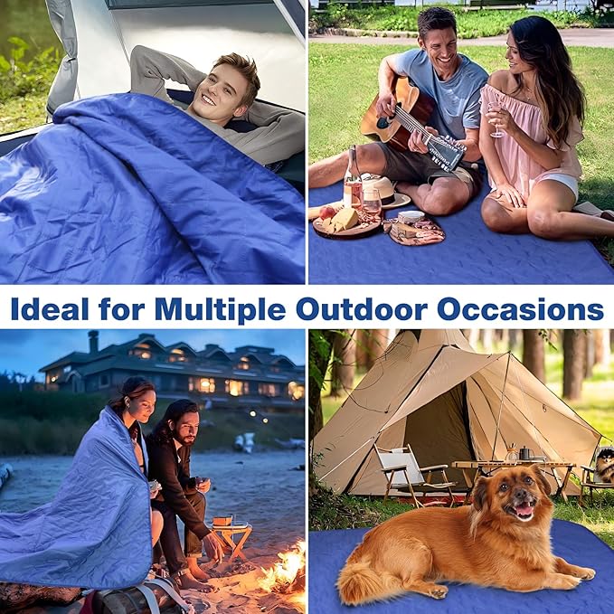 Outdoor Waterproof Camping Blanket, Foldable Fleece Stadium Blanket for Outdoor Sports Event, Camping, Picnics