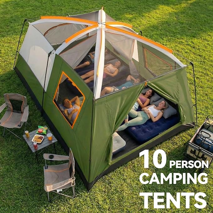 COBIZI 4-6-8-10 Person Camping Tent, Spacious Family Tents for Camping Ideal, Hiking, 3500mm Waterproof Double-Layer Windproof Tent for Hiking & Backpacking