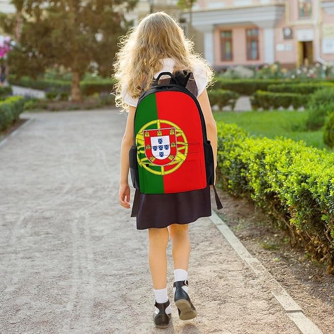 Daypack Backpack Multipurpose Anti-Theft Large Capacity Bookbag, Portugal Flag Travel Hiking Camping Rucksack With Adjustable Shoulder Straps