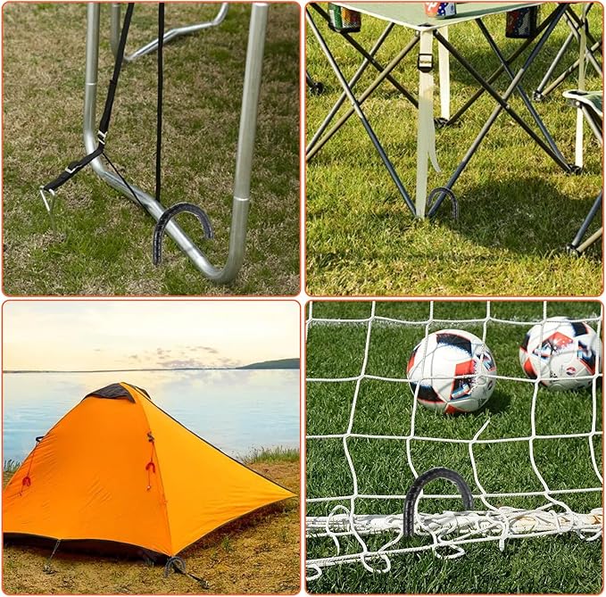 10 Pack Heavy Duty Trampoline Anchors, Black Wind Stakes 12x3cm Metal Ground Stakes for Swing Set, Tent, Outdoor Safety