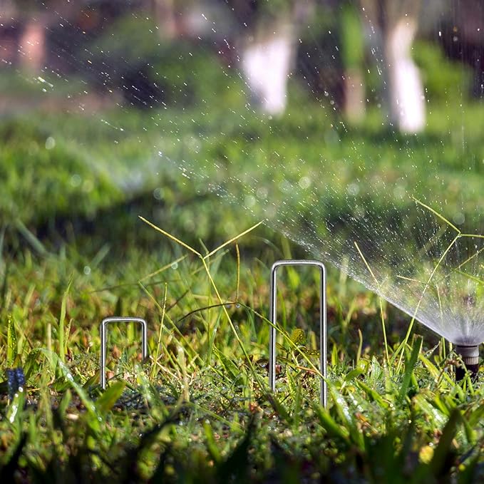 Landscape Staples 6inch 100pack,11Gauge Galvanized Lawn Staples, Sturdy Garden Stakes for Effortlessly Securing Weed Barrier Fabric,Ground Stabilization, and Tackling Outdoor Yard Work