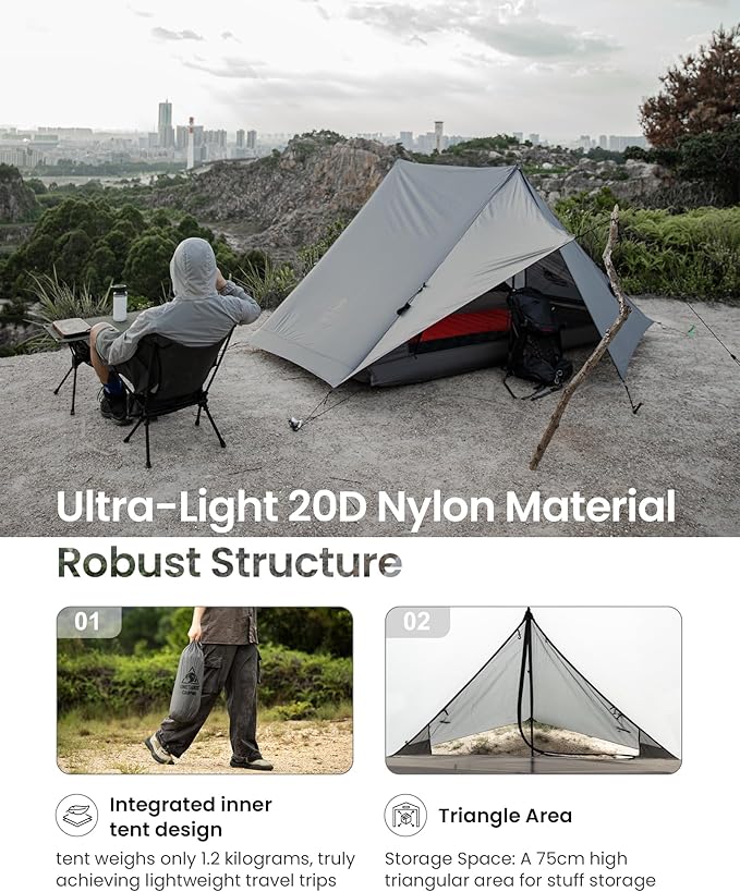 OneTigris HILLRIDGE Ultralight Backpacking Tent + Tent Poles