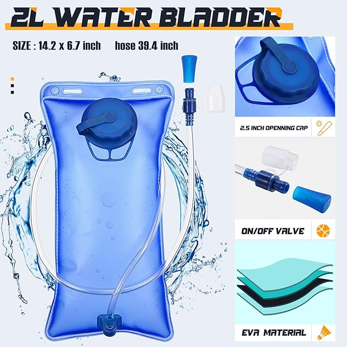 Weewooday 4 Pack Hydration Backpack Pack with 2l Water Bladder Hiking Lightweight Water Backpack Bulk with Hydration Bladder Running Cycling Biking Camping Music Festival Outdoor for Men and Women