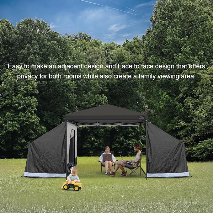 KAMPKEEPER Side Tent,Camping Tent for 10' x 10' Pop Up Canopy, Easy Set Up Gazebo,Compatible with 10' Wide Canopy Tents (Black)