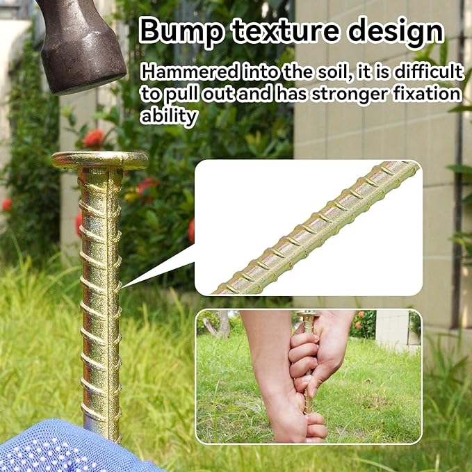 23-Inch Long Rebar Stakes - 1/2 Inch Diameter Heavy Duty Galvanized Steel Ground Asphalt Anchors for Speed Bump, Wheel Stop, Tent and More (4)