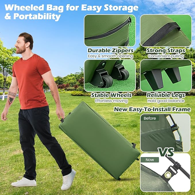 Tangkula 5-in-1 Tent Cot Combo With Awning, Air Mattress, Sleeping Bag, Pillow, Elevated Single Tent With Carrying Bag for Outdoor Camping, Hiking, Picnic, Travel