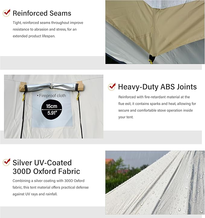 Canvas Tent with Stove Jack, 10-20 Person Yurt Tents for Camping, Large Bell Tent Waterproof 3000MM (4M/5M Options)