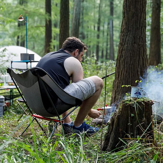Naturehike Camping Chair, Foldable Chair with Storage Bag, Outdoor Portable Chair for Adults, Lightweight, Supports 330lbs, Backpacking Chair for Fishing, Hiking, Beach, Lawn