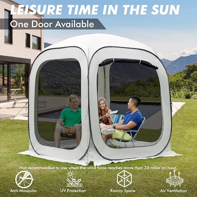 Pop-up Screen House Tent, Portable Screen Room for Outdoor, Pop up Gazebo with Mosquito Netting, Screened in Canopy for Camping for Outdoor Camping/Patio/Backyard (6 * 6ft)