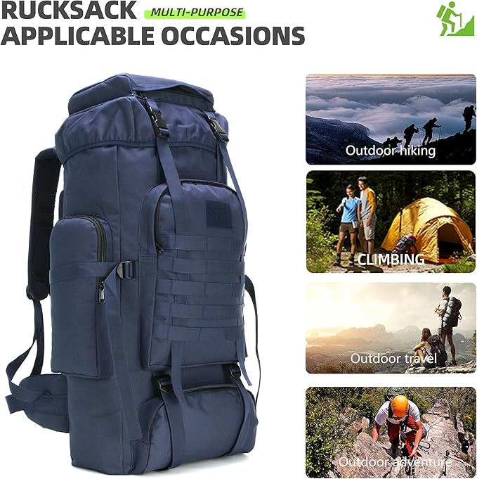 King'sGuard 70L Camping Hiking Backpack for Men Women Large Military Tactical Backpack Molle Rucksack Backpack for Outdoor
