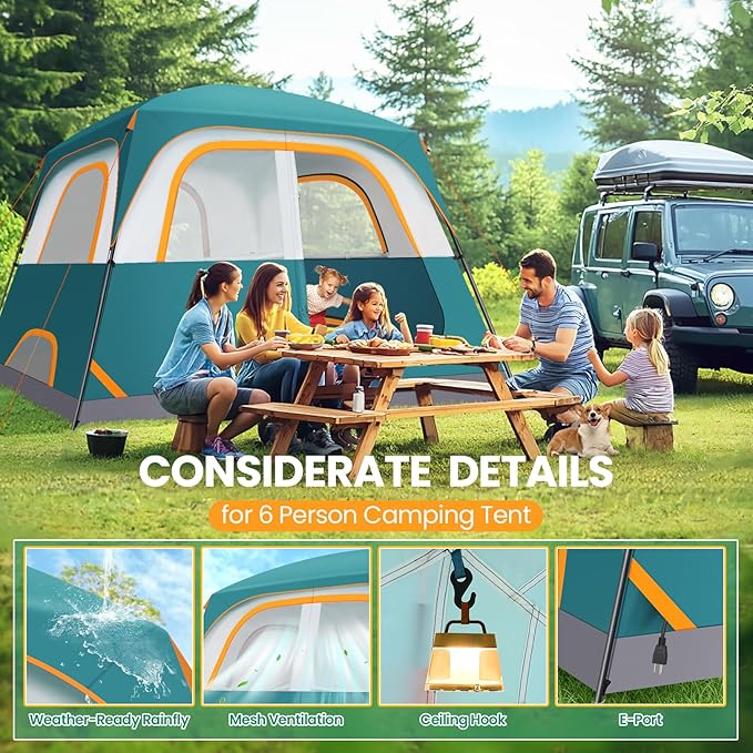 COBIZI 4-6-8-10 Person Camping Tent, Spacious Family Tents for Camping Ideal, Hiking, 3500mm Waterproof Double-Layer Windproof Tent for Hiking & Backpacking