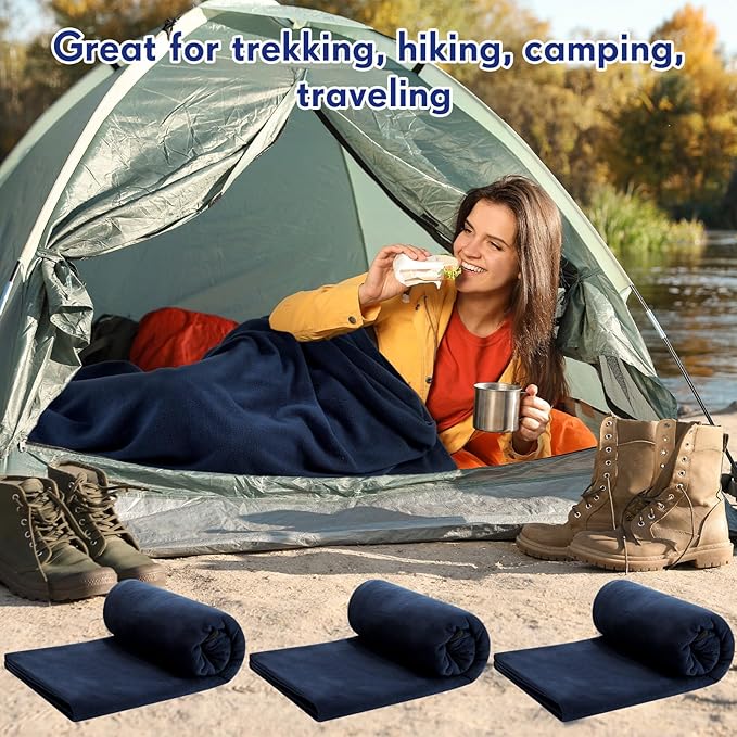 Mixweer 3 Pcs Fleece Sleeping Bag Liner for Adult Warm or Cold Weather 75" Adds 12 Degrees Fahrenheit More Warmth Zippered Camping Blanket Liner with Bag for Adult Travel