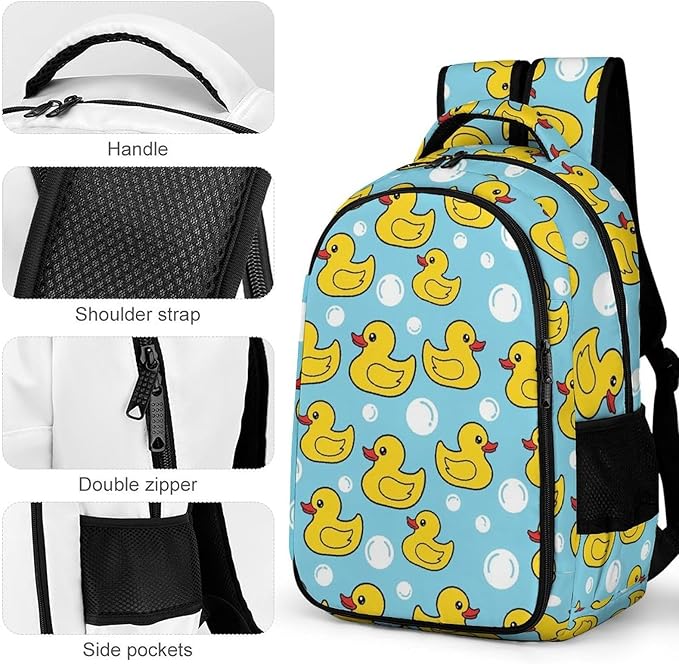 Backpack Yellow Rubber Duck Print, Lightweight Water Resistant Casual Daypack for Travel Commute and Hiking