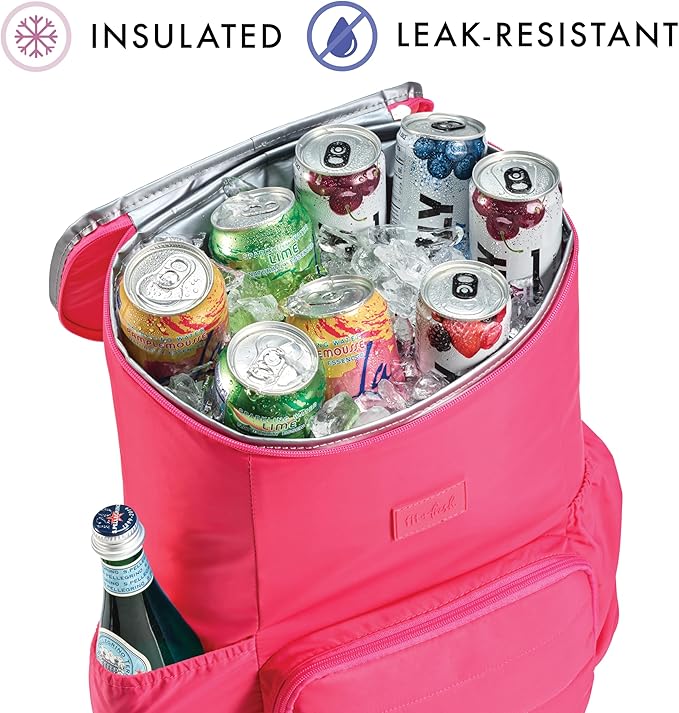 Fit & Fresh Insulated Backpack Soft Cooler – Leak-Resistant Beach & Travel Bag for Women, 24 Can Capacity Picnic & Cooler Bag