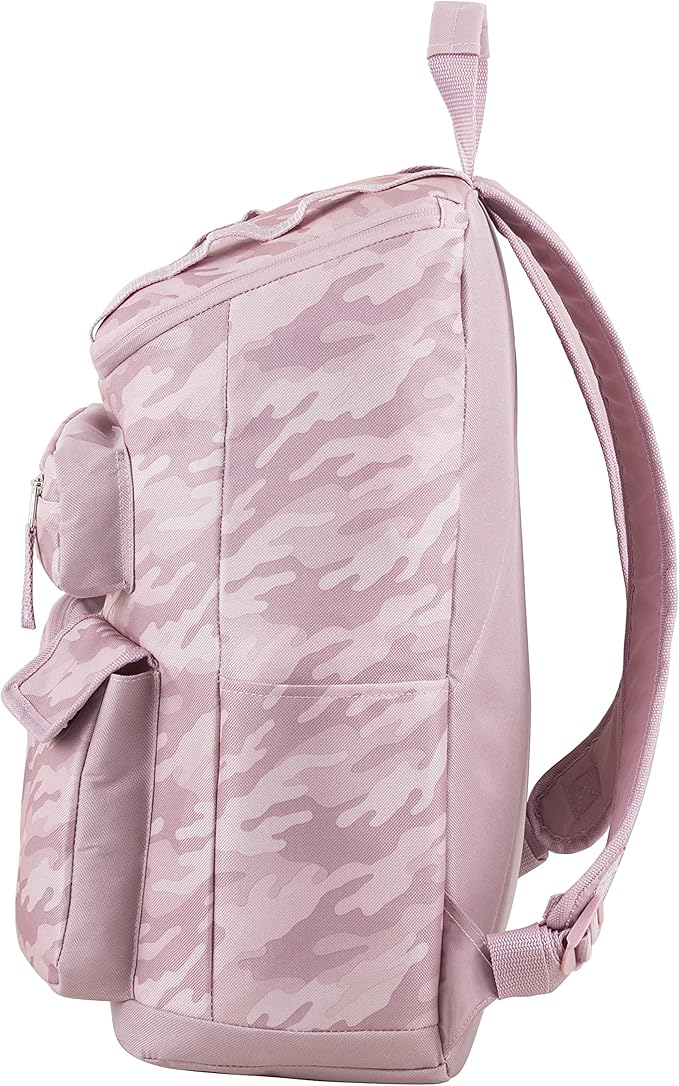 FUEL Multi-Pocket Cargo Travel Backpack Luggage Bag with Top-Loader Entry, Pink Camo