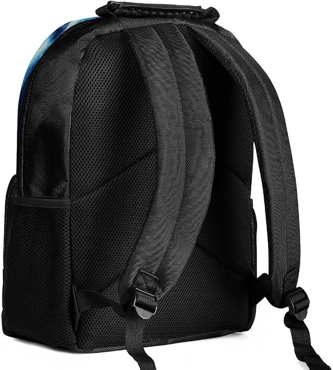 Lightweight Rucksacks for Camping Picnic Walking Cycling, Large Capacity Multipurpose Anti-Theft Carry On Bag, Blue Fire Flame Rose Wolf Travel Hiking Camping Rucksack