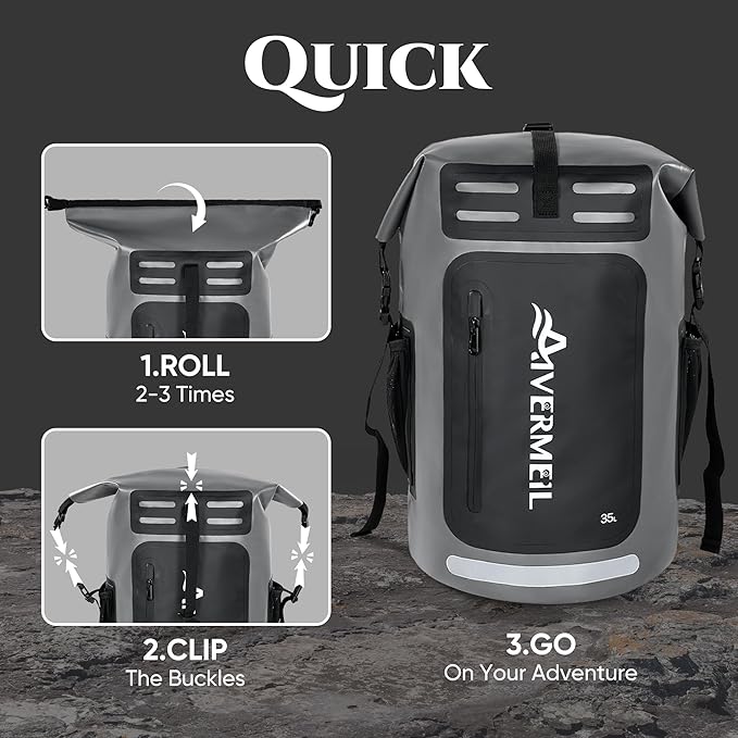Waterproof Dry Bag with Waterproof Phone Case and small waterproof Bag Grey
