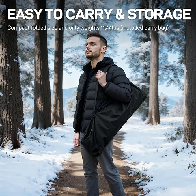 EVER ADVANCED Heated Reclining Camping Chairs for Adult Lightweight, Folding Recliner Chair with Adjustable Back, 4-Level Chairs, Portable Lawn Chairs for Patio Balcony, Supports 350lbs Black