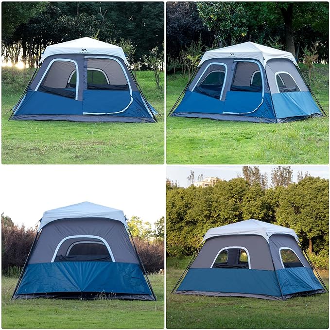 Cabin Tent 4-6 Person, Waterproof Camping Tent with Rainfly, Easy Setup Large Family Tent, Stable Frame, Portable for Outdoor Camping(330 * 270Iron Single)