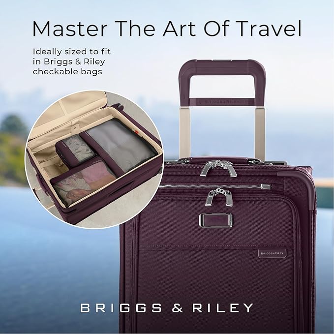 Briggs & Riley Compression Packing Cube Set - Bag Organizer for Check In Suitcase & Luggage, For Women & Men, Pack Accessories for Vacation - 3-Piece, Plum