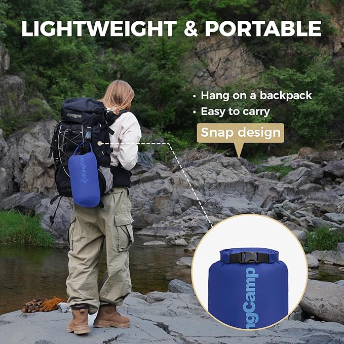 KingCamp Ultralight Camping Blanket, Packable Down Alternative Puffy Wearable Blankets Weatherproof Warm Package Quilt with Snap Buttons & Corner Loops for Outdoor Travel Stadium (69"L x 53"W, NAVY)