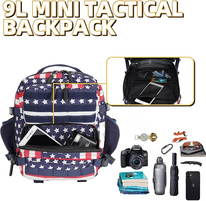 9L Mini Tactical Backpack for Men and Women Tactical Backpack Small for Hiking Small Tactical Bag Fitness Pack