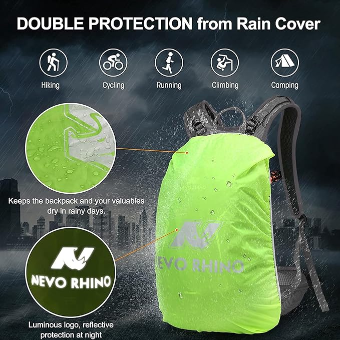 N NEVO RHINO Hydration Backpack with Water Bladder 3L, Hiking Backpack with Rain Cover, Insulation Water Daypack for Cycling Biking
