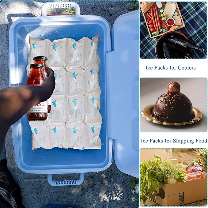 Reusable Ice Packs for Cooler Dry Ice Pack for Shipping Frozen Food & Perishables Storage & Mailing | Leak-Proof Long Lasting Cold Freezer Ice Packs for Lunch Bags & Insulated Boxes