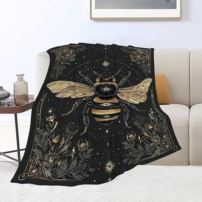 Bee Blanket Bumblebee Animal Throw Blankets Gifts for Girls Boys Kids Bee Lover Soft Cozy Fleece Plush for Couch Sofa Bed 50"x40"