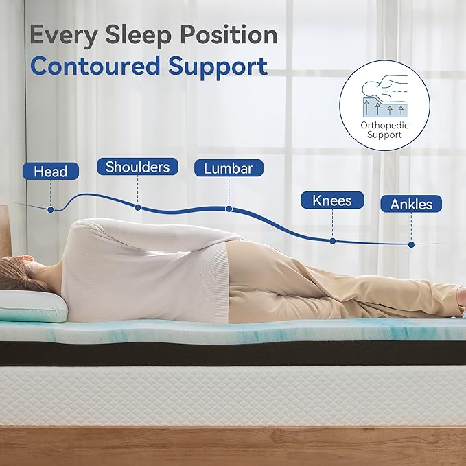 Extra Firm Mattress Topper Twin Size 3 Inch, Pain Relieving Foam Bed Topper for Extra Support, Gel Memory Foam&High-Density Foam Mattress Pad, CertiPUR-US Certified