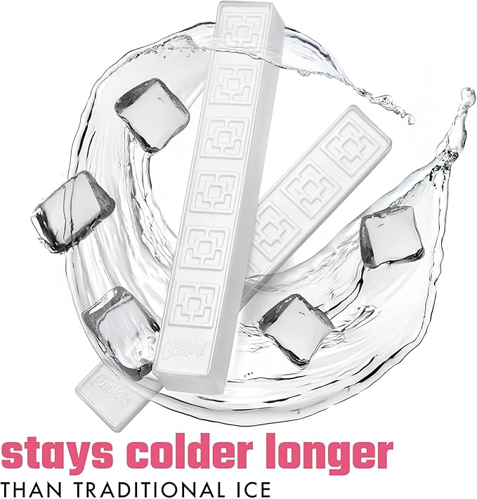 Cool Coolers XL Fashion Icicles by Fit + Fresh, 4pk Ice Pack Sticks for Coolers, Freezer Packs for Lunchboxes, Pearl White