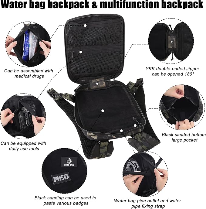 PETAC GEAR Tactical Molle Hydration Pack for 1.5L - Lightweight Water Reservoir Bag for Molle Vest Backpack, for Hiking, Hunting