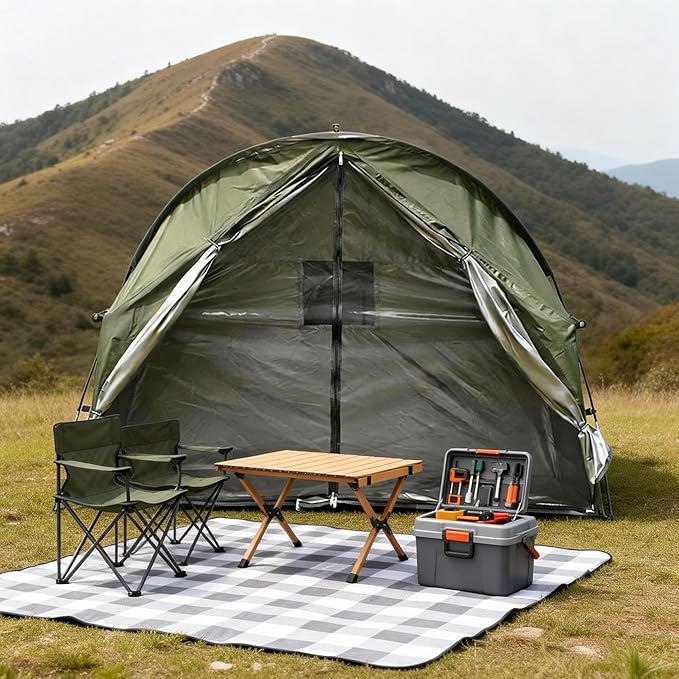 1 Person Cot Tent with Breathable Mesh Door and Screen Windows – Easy to Put Together, All-Weather Shelter for Camping & Backyard, Without Bed